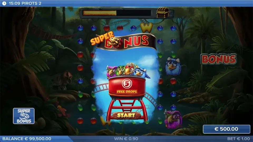 Pirots 2 bonus mode with Free Drops activated