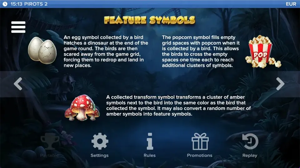 Pirots 2 paytable level 4 with symbols and values