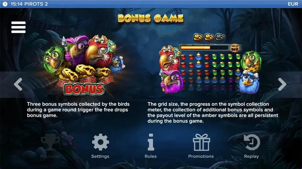 Pirots 2 paytable level 5 with symbols and values