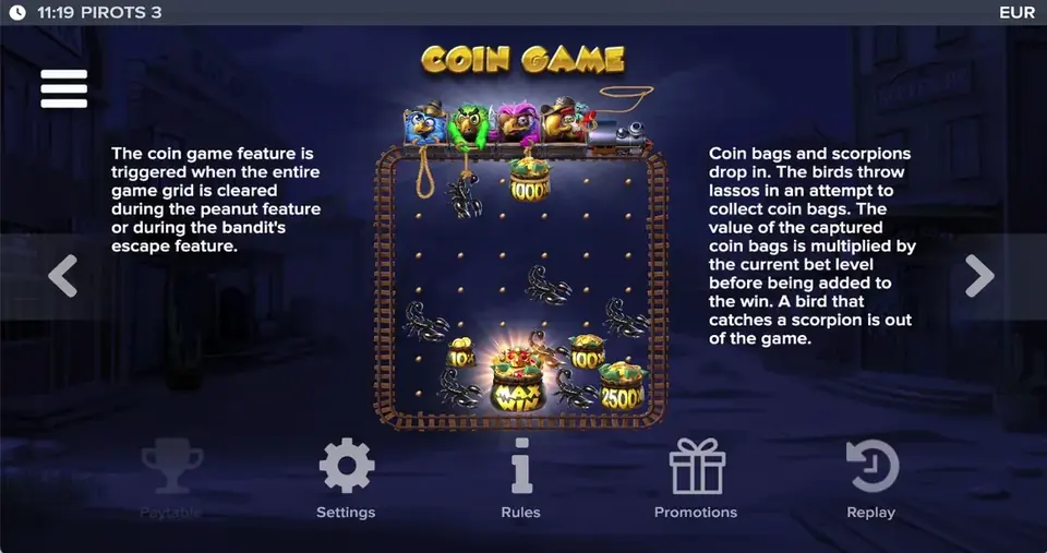 Pirots 3 paytable level 7 with symbols and values