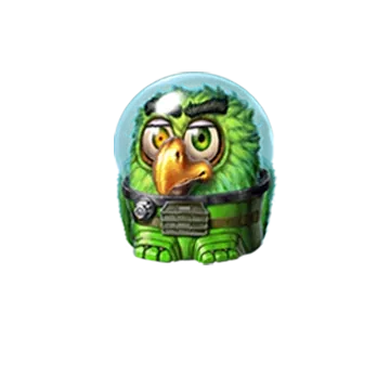 Pirots 4 green bird character in Lost in Space