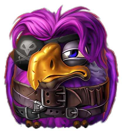Hank, the purple parrot from Pirots 5 The Kraken