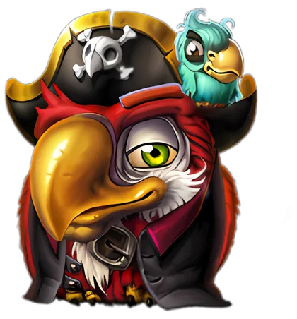 Captain Redfeather with a parrot on his shoulder in Pirots 5 The Kraken