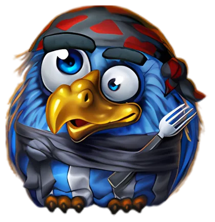 Skipper, the blue parrot from Pirots 5 The Kraken