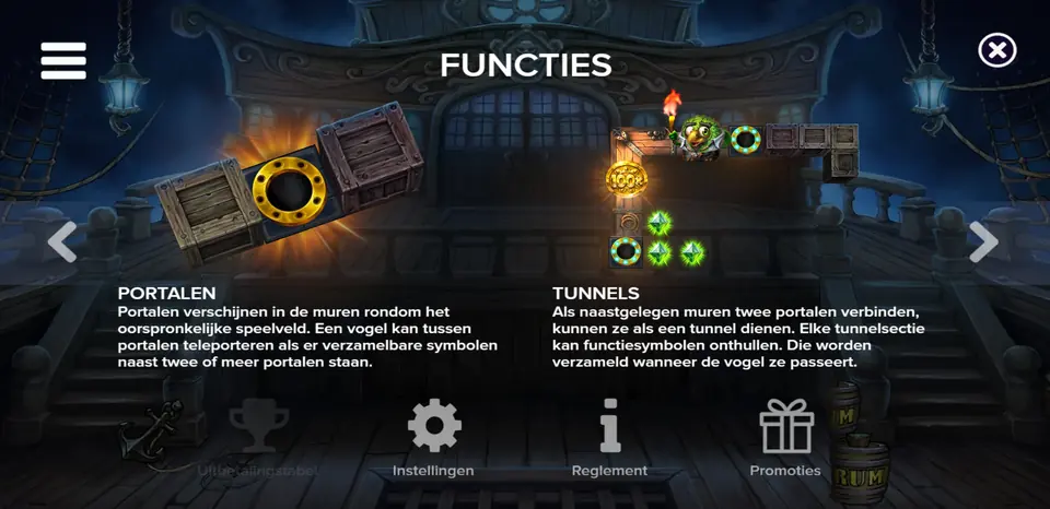 Information screen about the Labyrinth and captain's quarters in Pirots 5 The Kraken